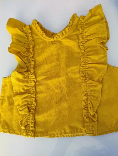 Blusa social feminina, cor mostarda,  infantil Tam 8 Fabula