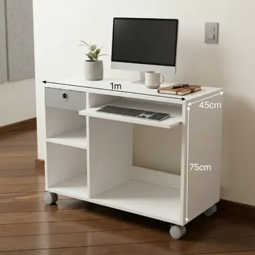 Mesa Escrivaninha Branca - Ideal para Home Office e Estudos