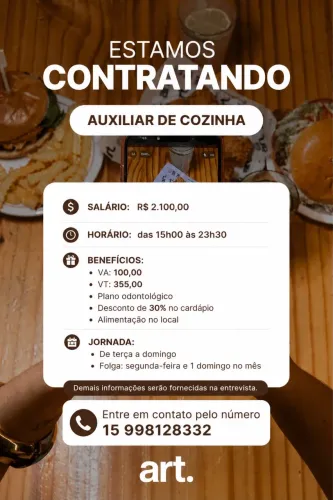 VAGA DE AUXILIAR DE COZINHA