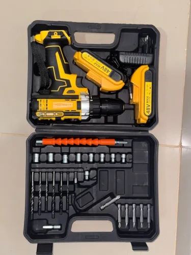 Parafusadeira Furadeira Sem Fio A Bateria 48V + Maleta De Acessórios Completa