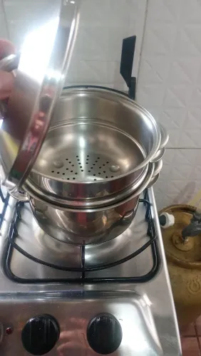 Panela Tramontina solar inox 16 cm com vaporeira