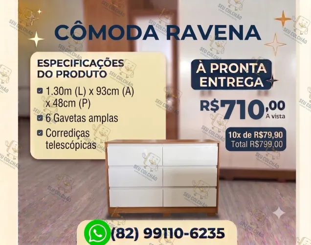 Cômoda 6 Gavetas Off-White À Pronta Entrega