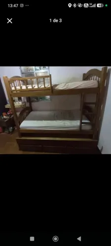 Cama triliche de madeira maciça