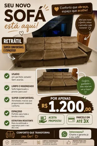 Sofá retrátil - Seminovo - Excelente Oportunidade