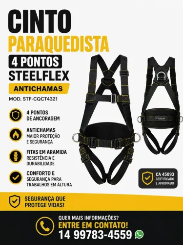 KIT COMPLETO STEELFLEX ANTICHAMAS PARA TRABALHO EM ALTURA