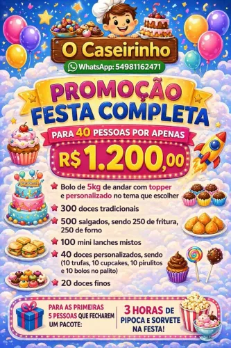 FESTA COMPLETA PARA 40 PESSOAS