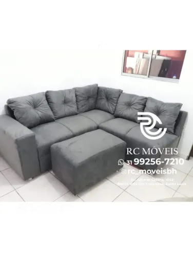 Sofá de Canto Sandero com Puff | Suede | D33 | Direto da Fábrica