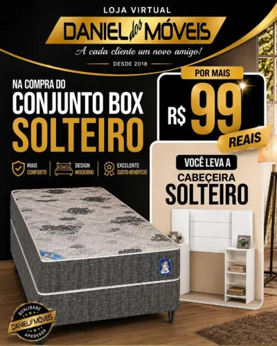 Cama solteiro + cabeceira _ Brinde travesseiro!