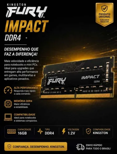 Memória RAM Kingston FURY Impact 16GB DDR4 - NOVA