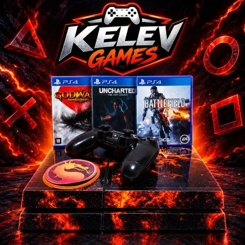 PS4 Fat 500GB + 1 Controle Original + 3 Jogos