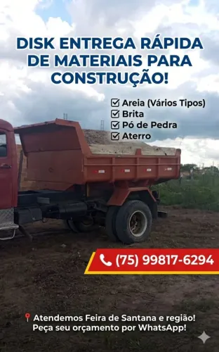 Venda de areia, brita, pó de pedra e aterro 