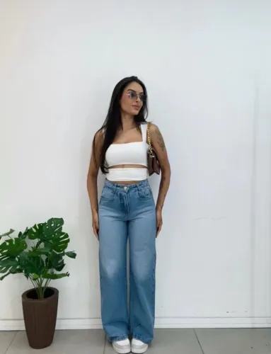 Calça wide leg