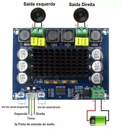 Amplificador Placa 2.0 Modulo 120+120 240w Rms Potencia   Arduino Automação COD-AM189