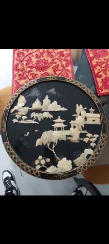 PLACA ANTIGA CHINESA MADRE PEROLA 