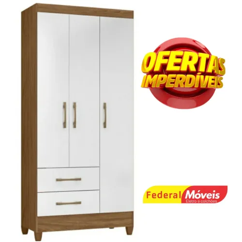 Guarda Roupa 3 Portas e 2 Gavetas Novo Pronta Entrega