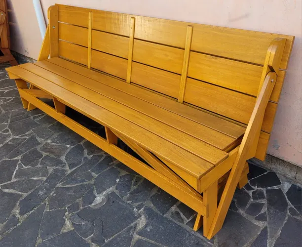 Banco que vira mesa com 2,50mts madeira de eucalipto 