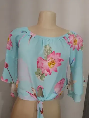 Blusa feminina cropped estampada - tamanho G
