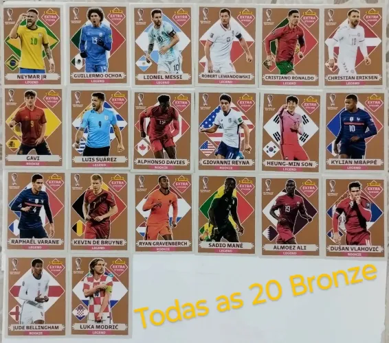 Conjunto 20 Figurinhas Extra Copa do Mundo 2022 BRONZE