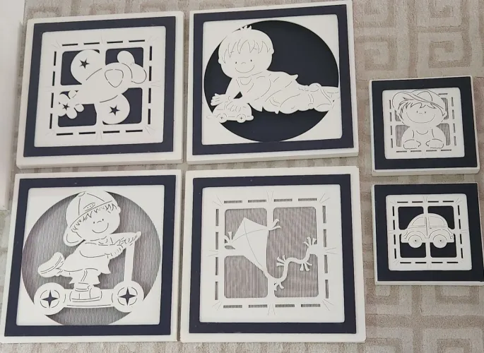 Quadros decorativos infantis - Kit com 6 peças