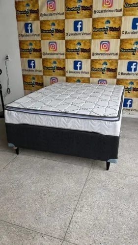 Conjunto box casal padrão báu de molas ensacadas 188x138x50 - Em Oferta