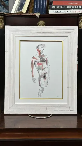 Aquarela Quadro Moldura Nu Masculino