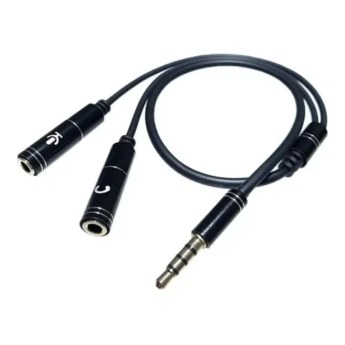 Cabo Adaptador Headset 2 P2 Fêmea 1 P3 Macho Fone e Microfone