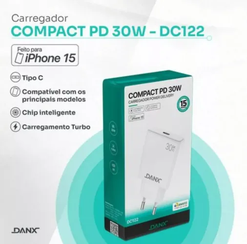 Carregador Compacto PD 30W - DC122 - iPhone 15