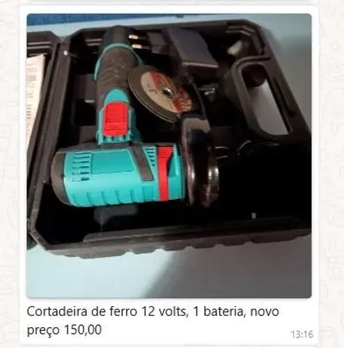 Cortadeira de ferro 12 volts vem com bateria 