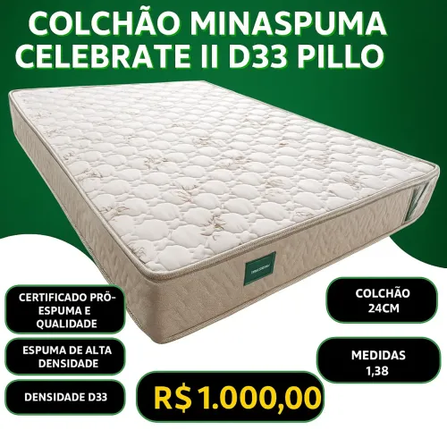 COLCHÃO MINASPUMA CELEBRATE II D33 PILLOW - R$ 1.000,00