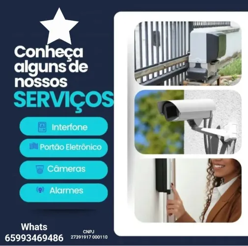 Instalação de câmeras, cerca elétrica, portão eletrônico e interfone