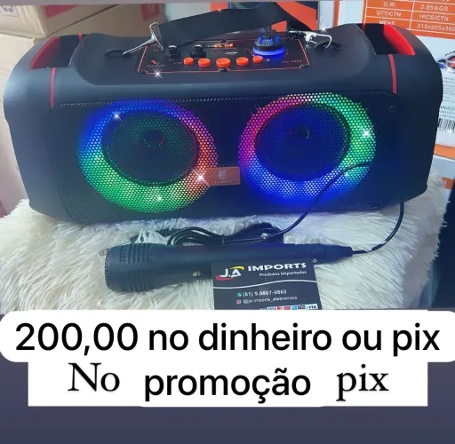  Som Bluetooth Portátil com Microfone - Promoção