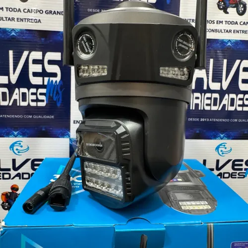 Câmera de segurança Wi-Fi tripla 3 lentes com visão noturna e sensor inteligente