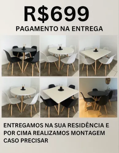 Conjunto Eiffel - Mesa com 4 cadeiras - Garantia 3 meses