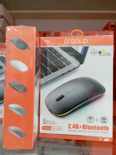 Mouse sem fio 2.4G + Bluetooth - Recarregável - A'Gold