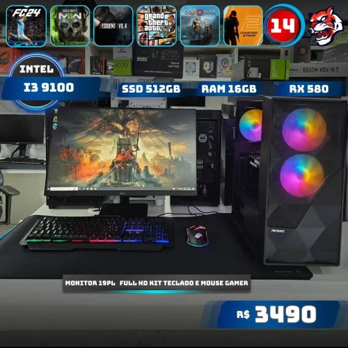 PC Gamer Completo - Core i7  - 16GB RAM RX 580 1 ano de garantia 