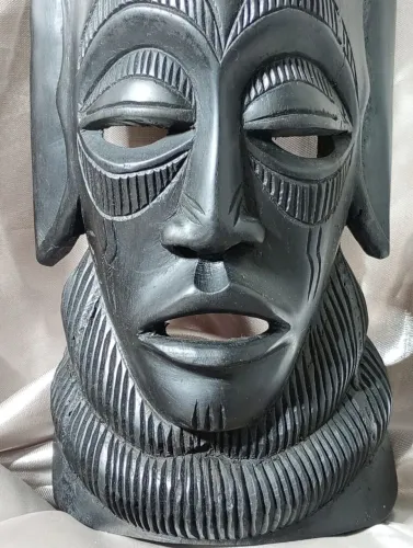 ESCULTURAL MÁSCARA AFRICANA RARA DECORAÇÃO ESTATUÁRIO QUADRO. (SELO DE EXPOSIÇÃO)