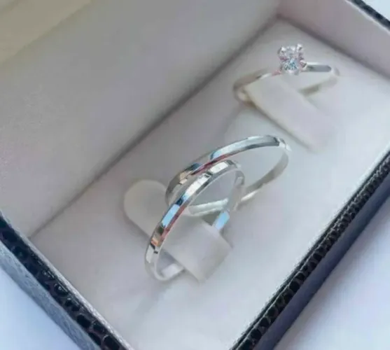 Par de Aliança 2mm Ouro Branco