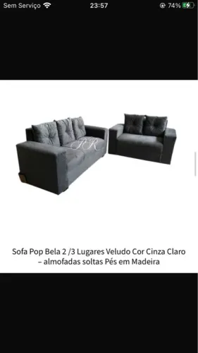 Sofá Pop Bela 2/3 Lugares Cinza Claro