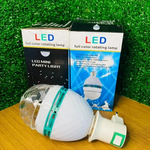 Lâmpada de Led Rotativa com Luzes Coloridas RGB + Bocal E27 Tomada 
