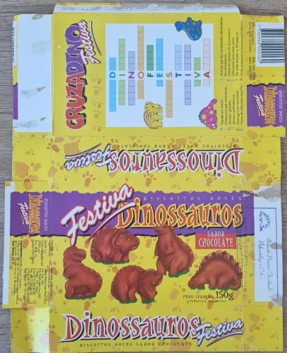 Embalagem de Biscoito - Festiva Dinossauros - 1996 - Cruzadino 