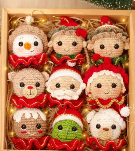 Enfeite Bola de Natal Amigurumi Presépio Decoração Árvore Artesanal