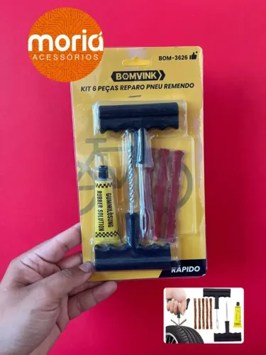 Kit Reparo Remendo Pneus Carro Moto 3 Tiras + Cola + 2 Ferramentas