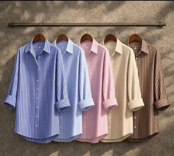 CAMISETA SOCIAL FEMININA LISTRADAS