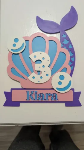 Topo de Bolo Sereia Personalizado Nome e Idade