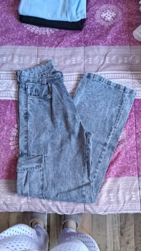 Calça jeans cargo cinza
