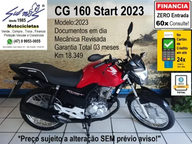 Honda CG 160 Start 2023 # No Carnê até 48x # Sem CNH # Consulte!