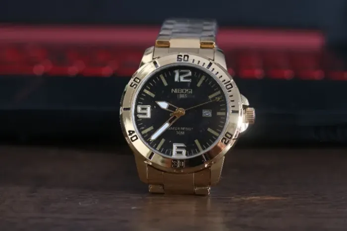 Relógio Masculino NIBOSI 2589 Original Analógico Aço Inoxidável Dourado