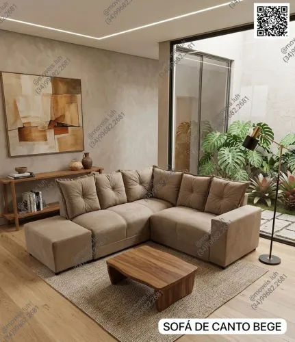 Sofa de canto com puff novo 750,00 NOVO cores: Marrom,preto,cinza,bege entrega grátis 