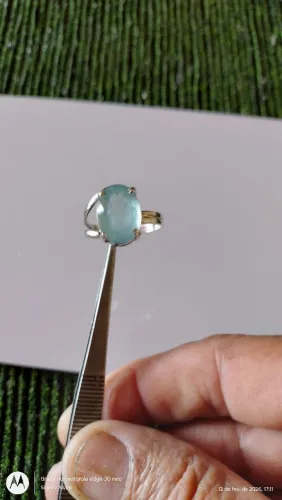 Anel de águas marinhas com prata 