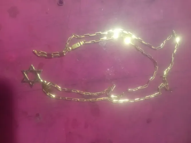 Cordão masculino de moeda antiga de Estrela de Davi dourado*novo*!